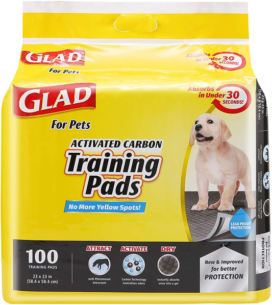 Glad for Pets Black Charcoal Puppy Pads-New & Improved Puppy Potty Training Pads That ABSORB & NEUTRALIZE Urine Instantly-Training Pads for Dogs, Dog Pee Pads, Pee Pads for Dogs, Dog Crate Pads Animals & Pet Supplies > Pet Supplies > Dog Supplies > Dog Kennels & Runs Glad Regular 100 Count 