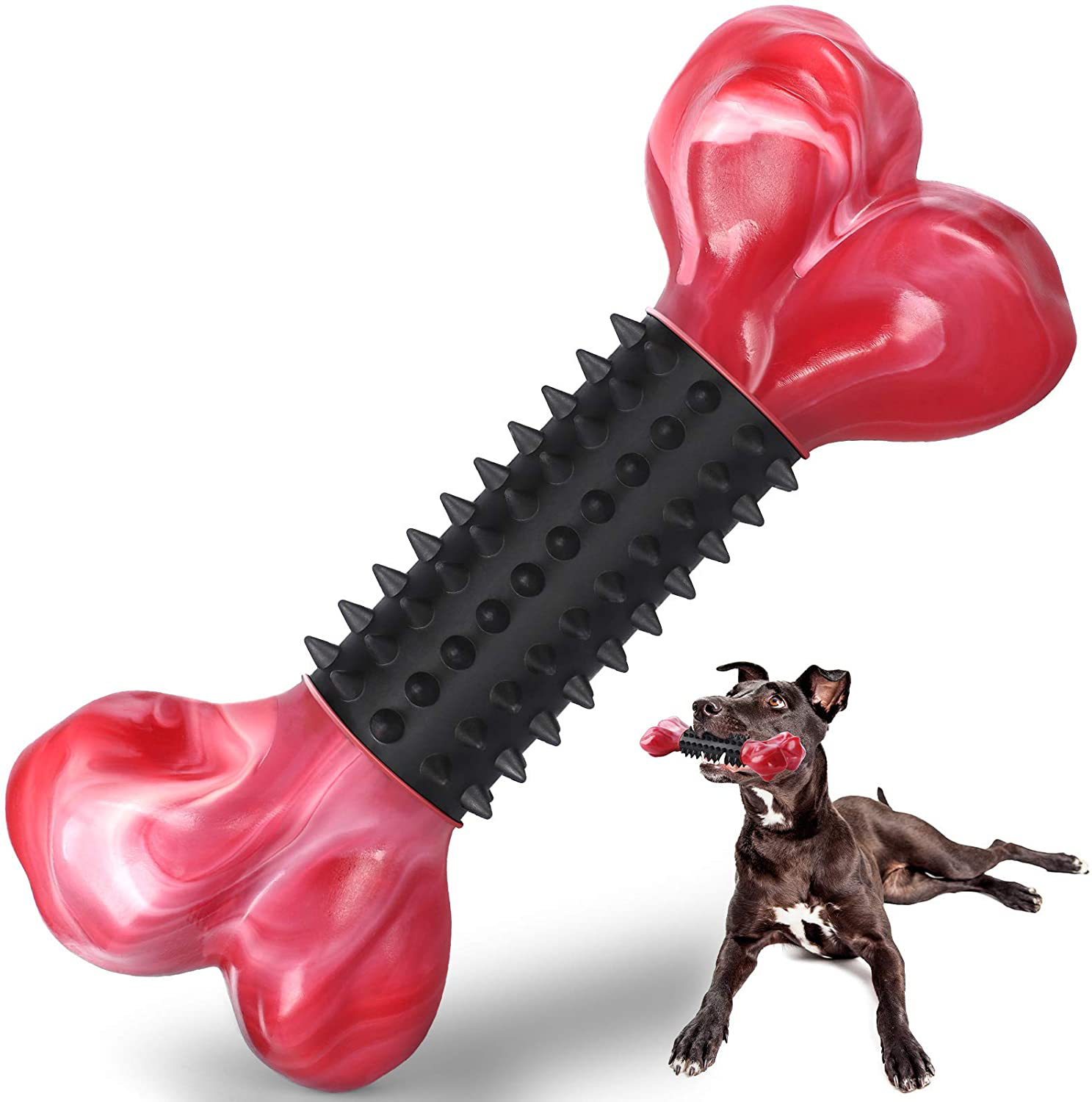 Tough Dog Toys for Aggressive Chewers Large Breed, Apasiri Dog Chew Toys, Durable Dog Toys, Dog Bones Made with Nylon and Rubber, Big Indestructible Dog Toy Animals & Pet Supplies > Pet Supplies > Dog Supplies > Dog Toys Apasiri Bacon Medium/Large (Pack of 1) 
