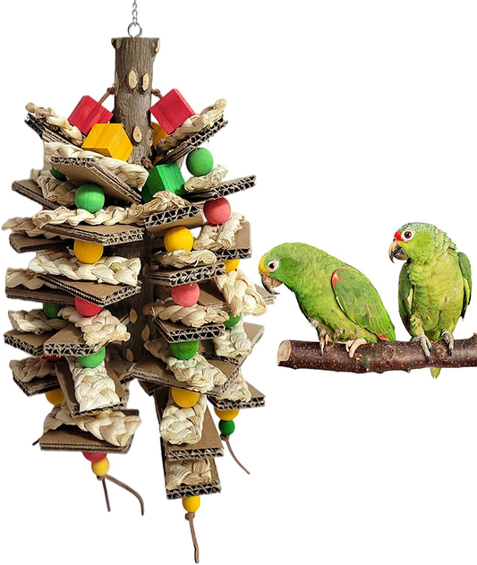 RF-X Medium-Sized Bird Toys, African Gray Parrot Toys, Natural Wooden Corn Cob Shaft Cardboard Bird Cage Chew Toys, Suitable for Small and Medium-Sized Parrot Birds