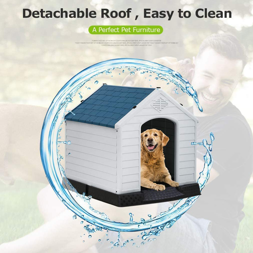 Tyyps Dog House Waterproof Ventilated Durable All Weather Dog House, Elevated Floor Easy to Assemble Pet Puppy Shelter for Indoor Outdoor Pet Kennel for Small Medium Large Sized Dogs Pet House Animals & Pet Supplies > Pet Supplies > Dog Supplies > Dog Houses Tyyps   