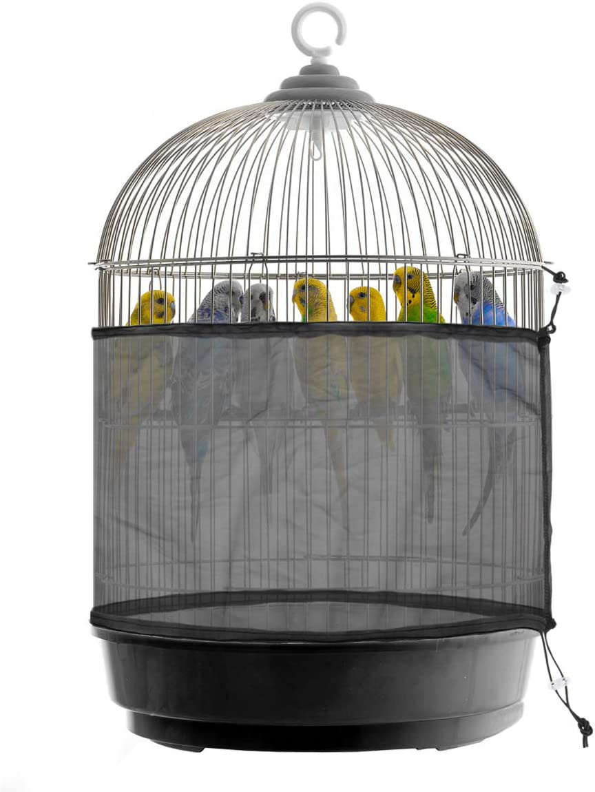 Oenbopo Bird Cage Mesh Universal Birdcage Cover Bird Seed Guard Catcher Adjustable Drawstring Bird Cage Skirt Mesh Net Cover Animals & Pet Supplies > Pet Supplies > Bird Supplies > Bird Cage Accessories oenbopo   