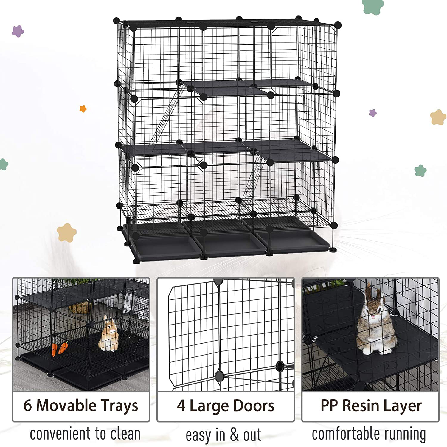 Wire rabbit cages with tray hot sale