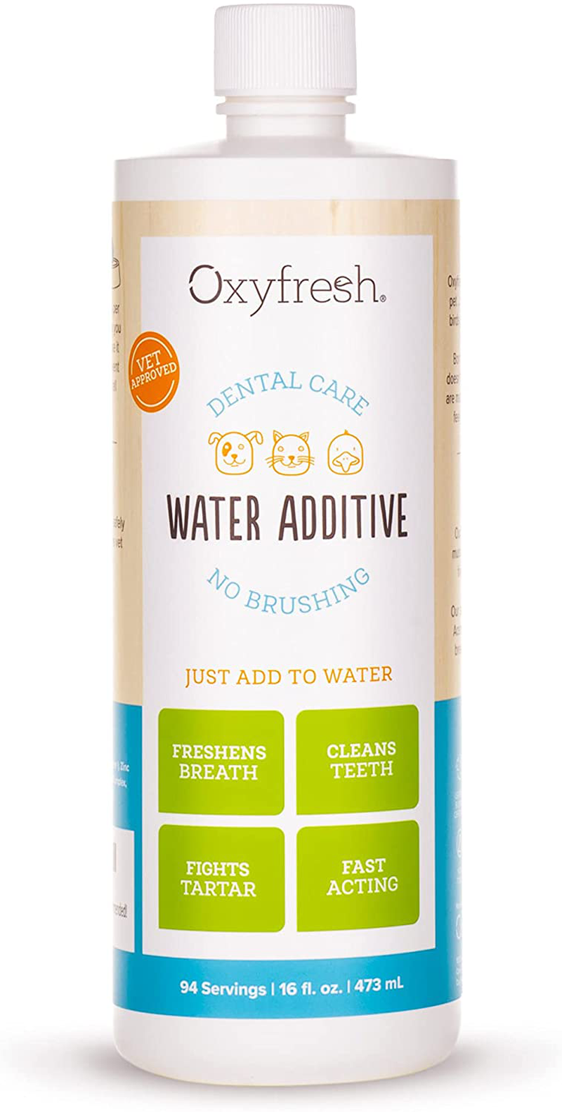 Oxyfresh Premium Pet Dental Care Solution Pet Water Additive: Best Way to Eliminate Bad Dog Breath and Cat Breath - Fights Tartar and Plaque - so Easy, Just Add to Water! Vet Recommended Animals & Pet Supplies > Pet Supplies > Bird Supplies > Bird Treats Oxyfresh Top Seller 16 Fl oz  