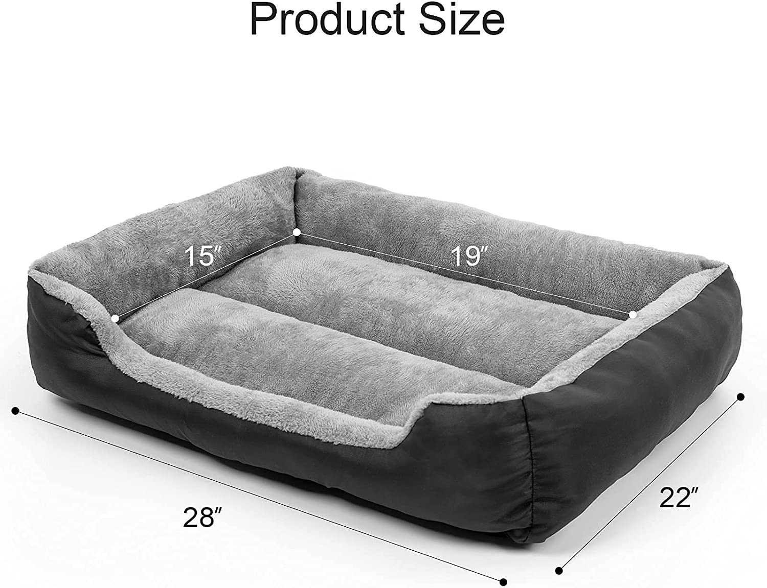Dog Bed, Dog Bed for Medium Dogs, Washable Rectangular Pet Bed with Warm Breathable, Bottom with Soft Cotton and Coral Fleece Animals & Pet Supplies > Pet Supplies > Cat Supplies > Cat Beds Teodty   