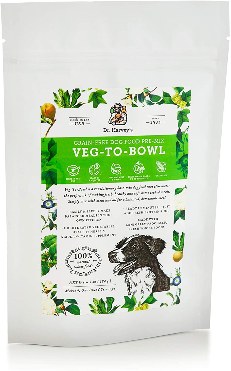 Dr. Harvey'S Veg-To-Bowl Dog Food, Human Grade Dehydrated Base Mix for Dogs, Grain Free Holistic Mix Animals & Pet Supplies > Pet Supplies > Bird Supplies > Bird Treats Dr. Harvey's 6.5 Ounce (Pack of 1)  