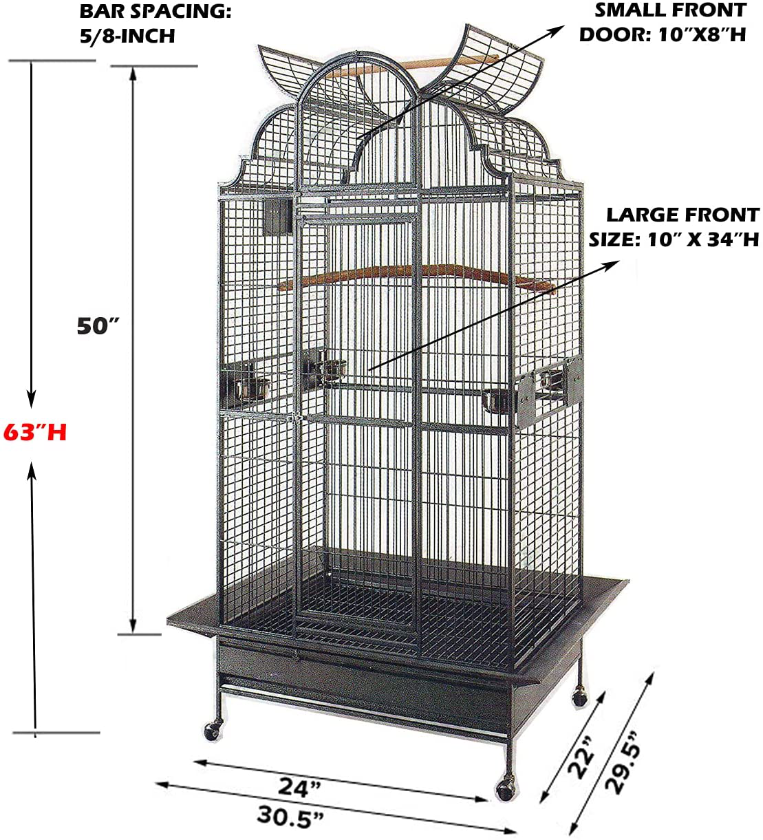 Large Elegant and Durable Wrought Iron Open/Close Play Top Bird Parrot Cage, Include Metal Seed Guard Solid Metal Feeder Nest Doors Animals & Pet Supplies > Pet Supplies > Bird Supplies > Bird Cages & Stands Mcage   