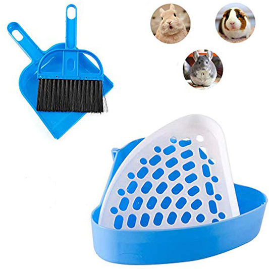 Kathson Bunny Litter Box, Guinea Pig Litter Tray Ferret Potty Training Corner Litter Pan Cage Cleaner Litter Scooper for Chinchillas Drawf Rabbits Animals & Pet Supplies > Pet Supplies > Small Animal Supplies > Small Animal Bedding kathson Blue  