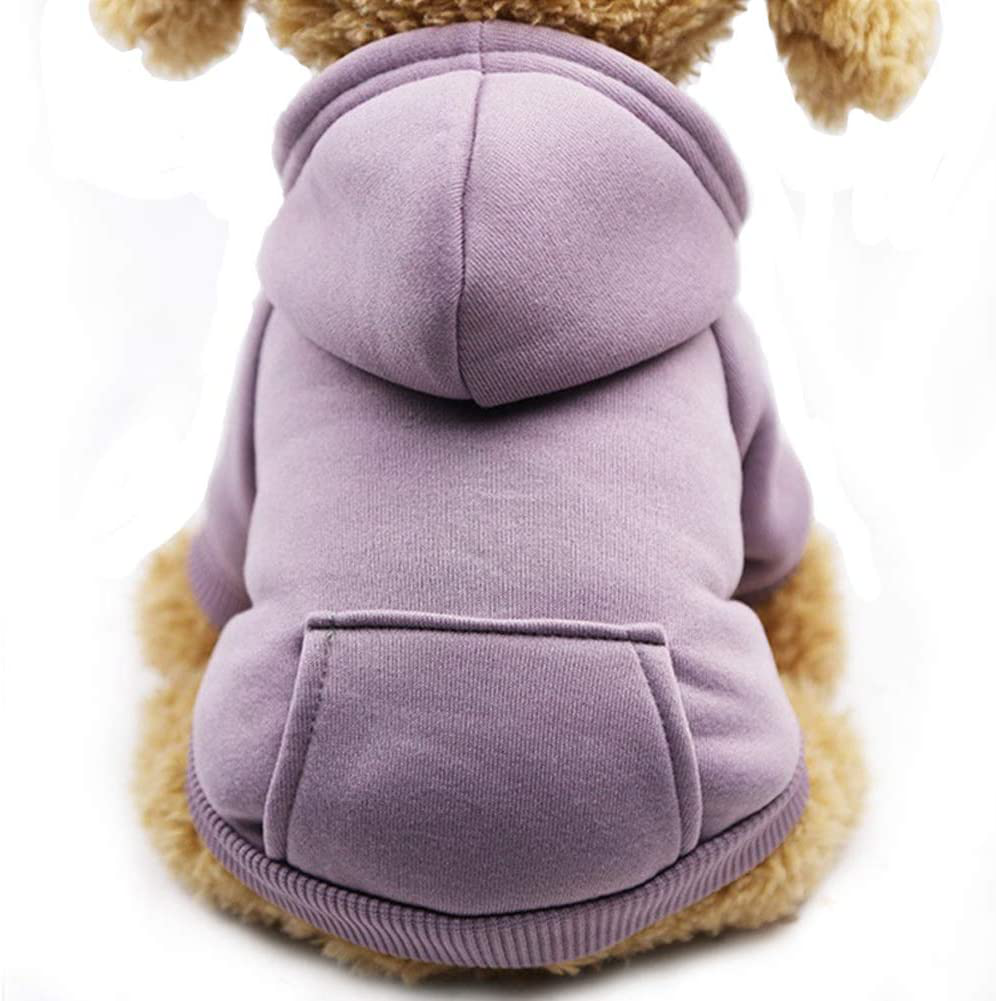 Jecikelon Winter Dog Hoodie Sweaters with Pockets Warm Dog Clothes for Small Dogs Chihuahua Coat Clothing Puppy Cat Custume (Coffee, Medium) Animals & Pet Supplies > Pet Supplies > Cat Supplies > Cat Apparel JECIKELON Purple XX-Small 