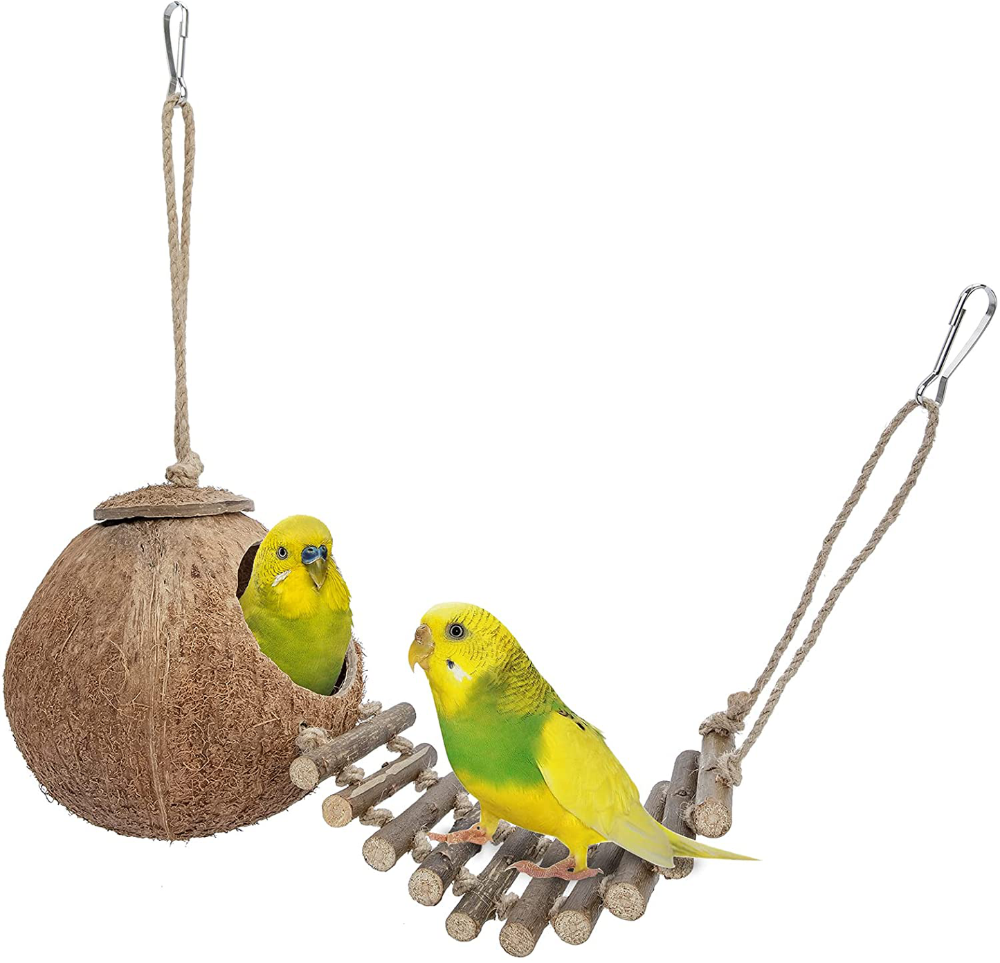 Niteangel 100% Natural Coconut Hideaway with Ladder, Bird and Small Animal Toy Animals & Pet Supplies > Pet Supplies > Bird Supplies > Bird Cage Accessories Niteangel Natural Surface House with Ladder 