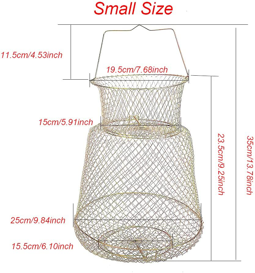 NA Collapsible Fish Crab Basket Bag Galvanized Wire Fish Crab Basket Fshing Net Cage Size: 9.8"X13.8"/11.8"X15.4" Animals & Pet Supplies > Pet Supplies > Fish Supplies > Aquarium Fish Nets N\\A   