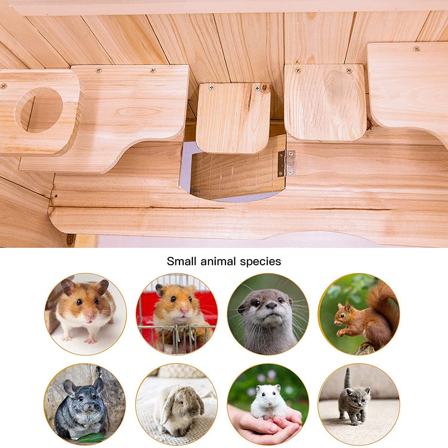 Rubor Wooden Hamster Cage Mice and Rat Habitat Small Animal Habitat for Rabbits, Guinea Pigs, Chinchillas with Openable Top and Large Acrylic Sheets