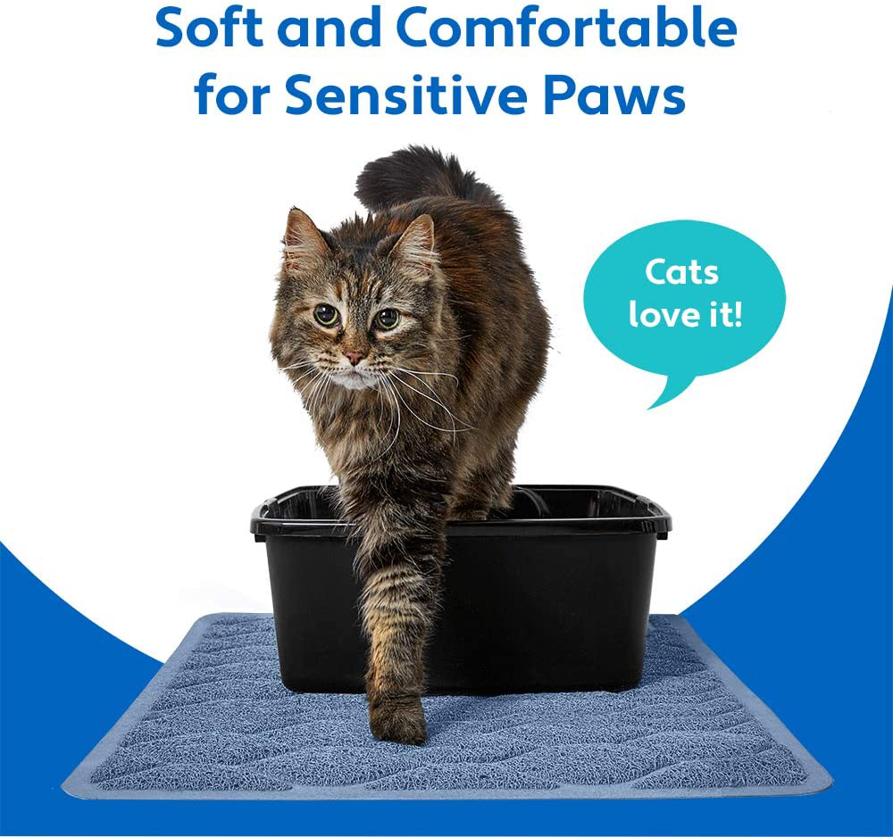 Mighty Monkey Durable Easy Clean Cat Mat, Litter Catching Mats, Great Scatter Control, Keep Floors Clean, Soft on Sensitive Kitty Paws, Cats Necessities, Large Size, Slip Resistant, 35X23, Light Blue Animals & Pet Supplies > Pet Supplies > Cat Supplies > Cat Litter Box Mats MIGHTY MONKEY   