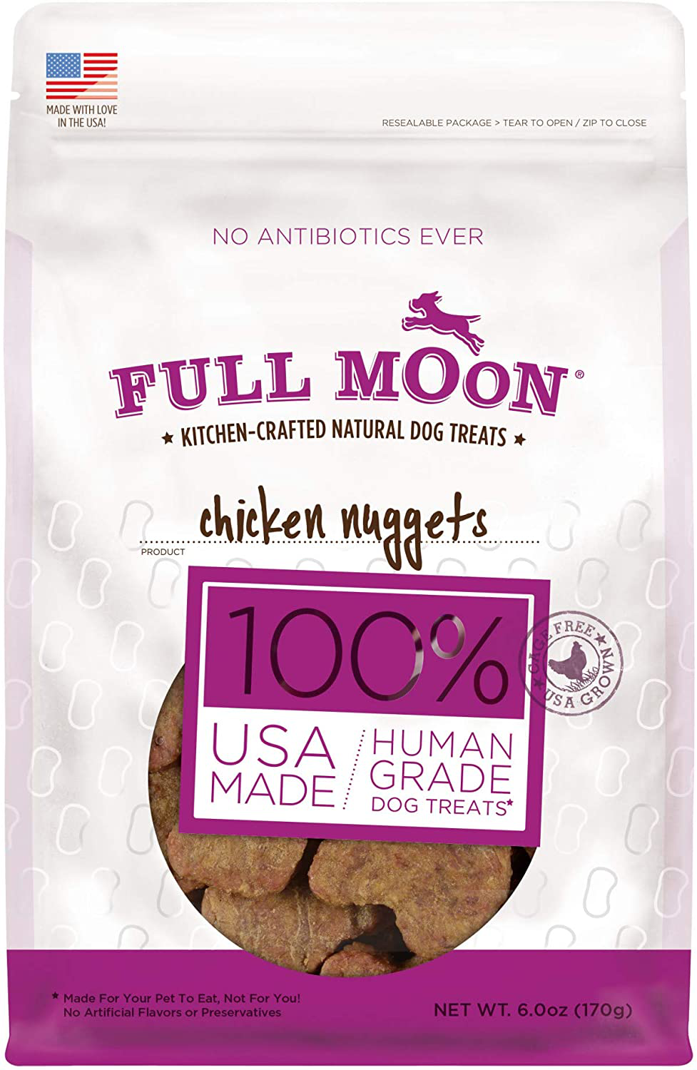 Full Moon All Natural Human Grade Chicken Nugget Dog Treats Animals & Pet Supplies > Pet Supplies > Dog Supplies > Dog Treats Full Moon 6 Ounce  