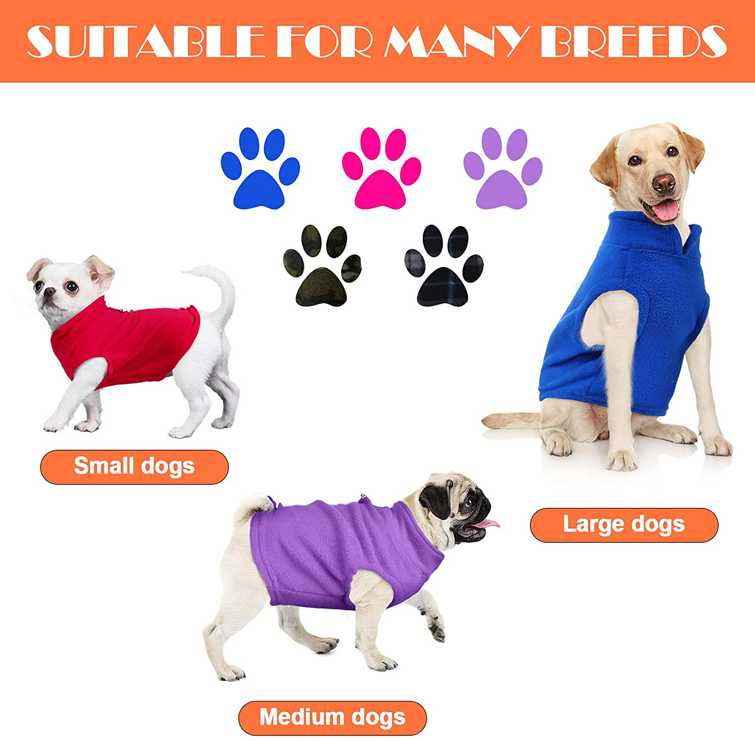 Hamify 5 Pieces Pet Winter Clothes Fleece Vest Dog Sweater with Leash Ring Warm Pullover Dog Jacket for Winter Small Dog Sweater Coat Cold Weather Pet Clothes Indoor Outdoor Use