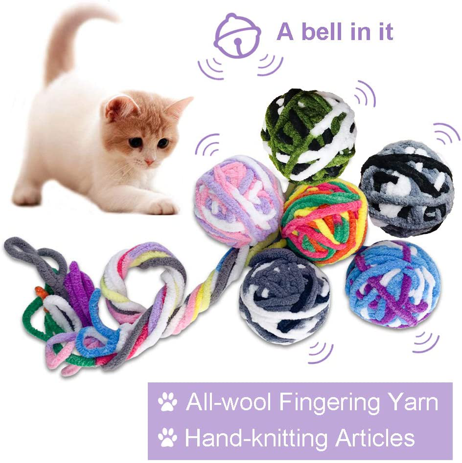 Cat Toy Balls - 5 PCS Colorful Yarn Cat Balls Built-In Bell Cat Toys Interactive Kitten Toys Cat Ball Toys for Cats Kitten Animals & Pet Supplies > Pet Supplies > Cat Supplies > Cat Toys MAIYU   