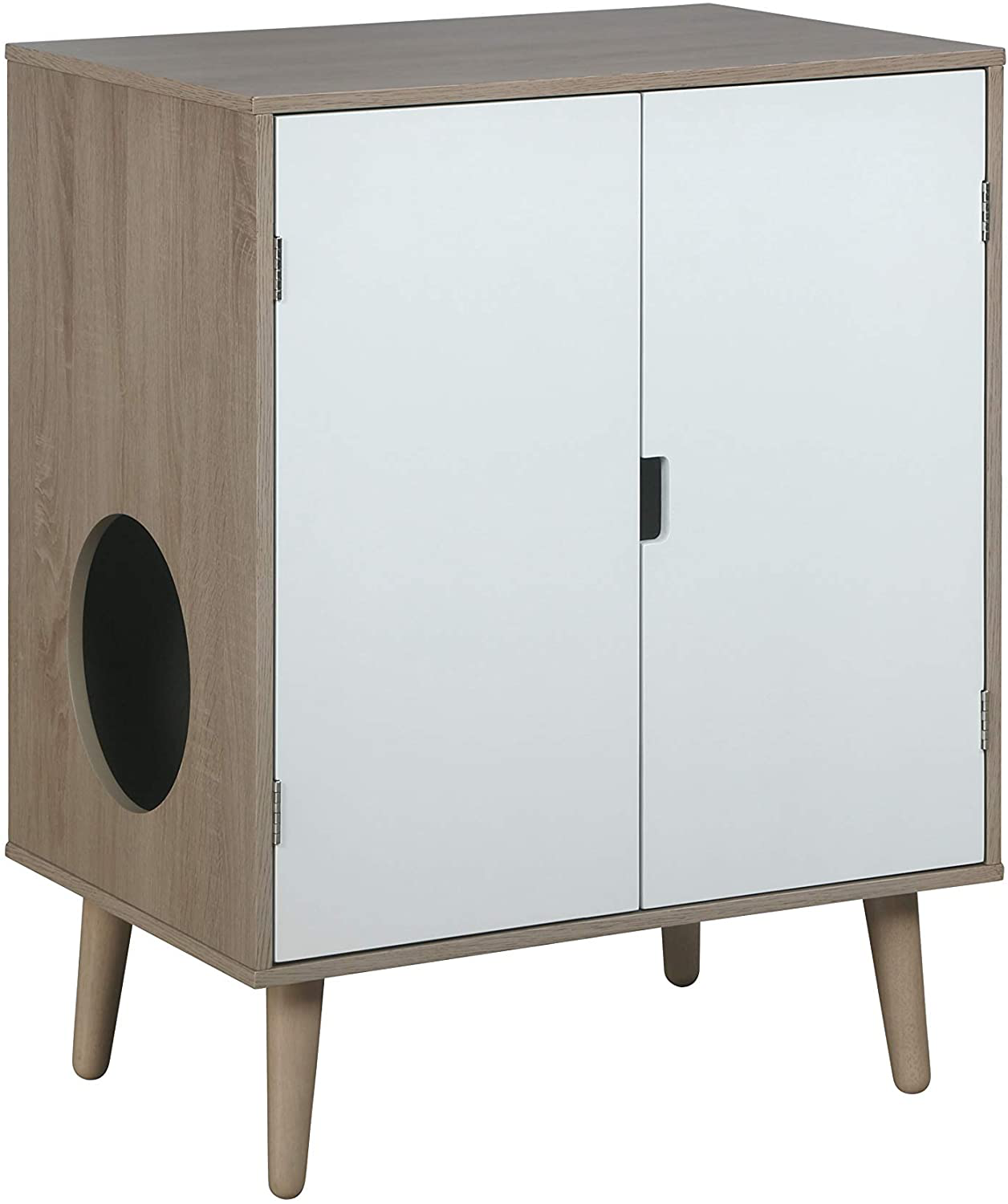 Penn-Plax Cat Walk Furniture: Contemporary Home Cat Litter Hide-Away Cabinet Animals & Pet Supplies > Pet Supplies > Cat Supplies > Cat Furniture Penn-Plax Grey Wood Grain with White Doors  