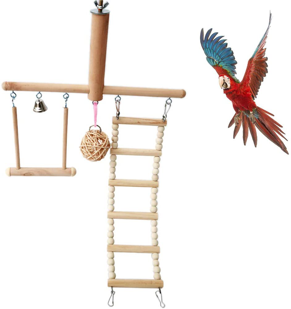 Bird Cage Stand Play Gym Conure Perch Playground Climbing Ladder Swing Rattan Ball Chew Toys for Lovebirds Budgies Animals & Pet Supplies > Pet Supplies > Bird Supplies > Bird Gyms & Playstands Dft   