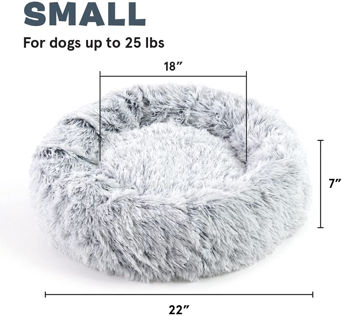 Barkbox Dog Bed, 2-In-1 Memory Foam Donut Cuddler Dog and Cat Bed, Calming Orthopedic Joint Relief Fur Crate Lounger for Pets, Machine Washable + Removable Cover, Waterproof Lining, Includes Toy