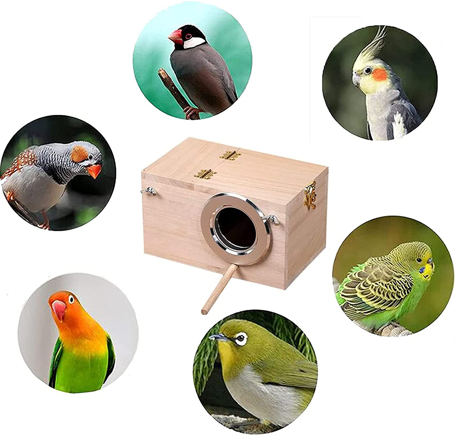 Parakeet Nesting Box, Bird Nest Breeding Box Cage Wood House for Finch Lovebirds Cockatiel Budgie Conure Parrot, 8'' X 5'' X 5'' Animals & Pet Supplies > Pet Supplies > Bird Supplies > Bird Cage Accessories Tfwadmx   