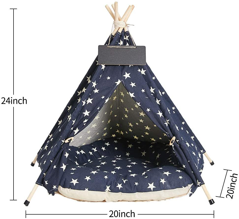 Pet Teepee Dog & Cat Bed with Cushion- Portable Luxery Pet Tents & Houses with Cushion Animals & Pet Supplies > Pet Supplies > Dog Supplies > Dog Houses Enlitoys   