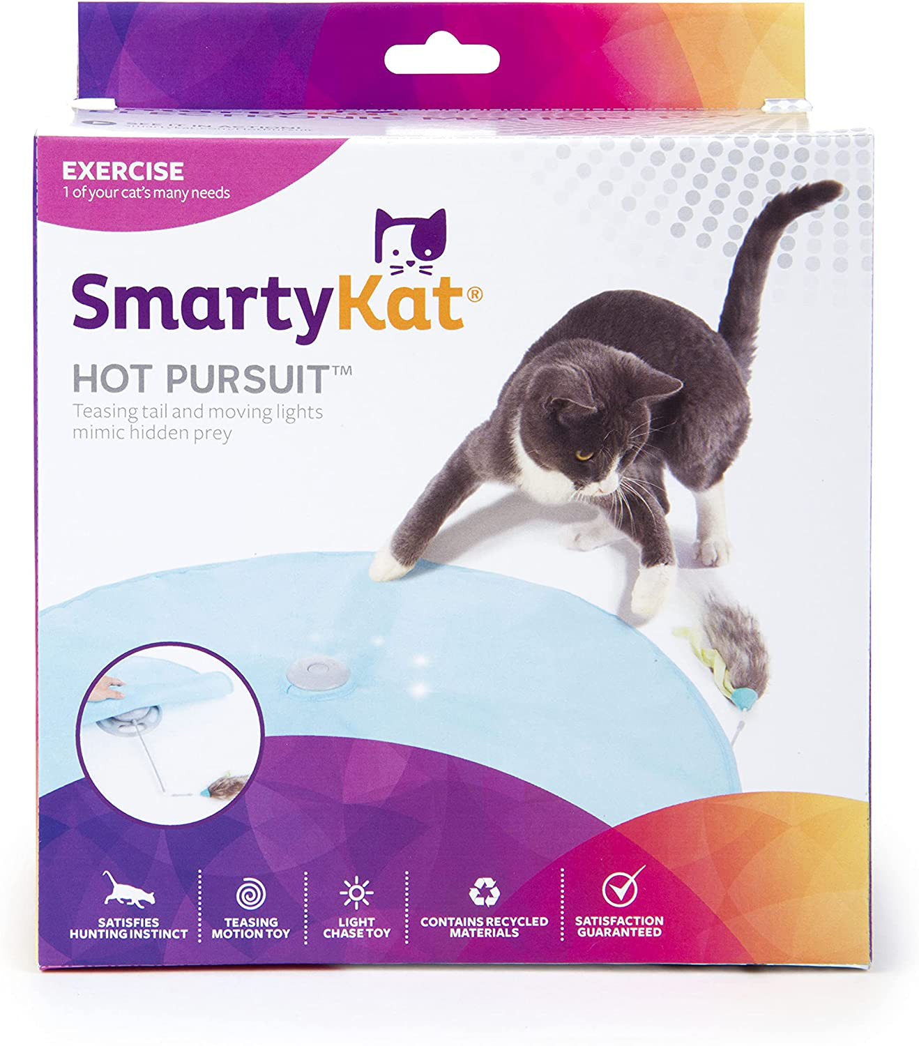 Smartykat Hot Pursuit, Electronic Concealed Motion Cat Toy, Interactive Spinning Feathered Wand, 2 Speed Controls & Moving Lights, Battery Powered Animals & Pet Supplies > Pet Supplies > Dog Supplies > Dog Treadmills Quaker Pet Group   