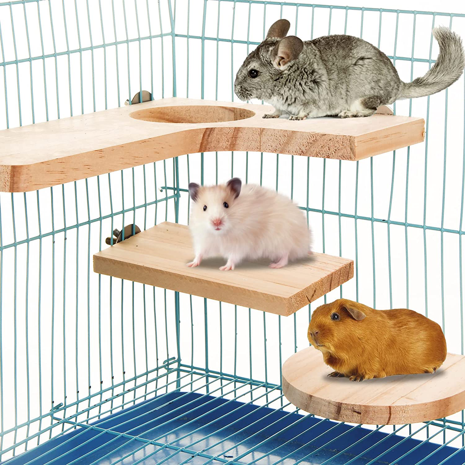 Lenpestia 5Pcs Pet Standing Platform for Dwarf Hamster Squirrel Gerbil Chinchilla, Natural Wooden Parrot Birds Standing Board Guinea Pig Sugar Glider Activity Playground Chinchilla Cage Accessories Animals & Pet Supplies > Pet Supplies > Small Animal Supplies > Small Animal Habitat Accessories lenpestia   