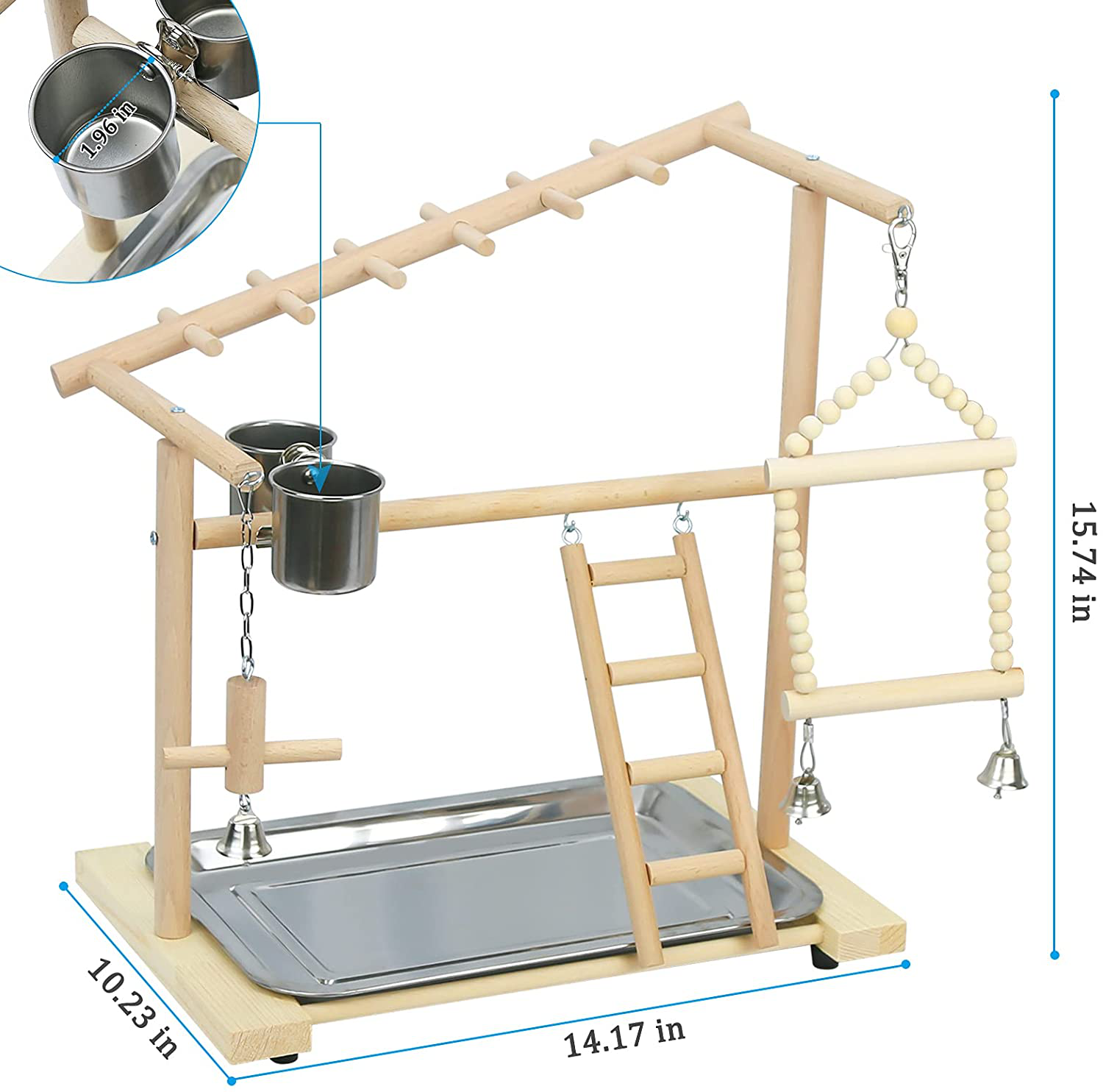 Lilithye Natural Wood Bird Playground Parrot Bird Stand Playstand for Cockatiel Conures Parakeet Parrots,Cage Top Bird Playground,Bird Tabletop Playstand Animals & Pet Supplies > Pet Supplies > Bird Supplies > Bird Gyms & Playstands Lilithye   