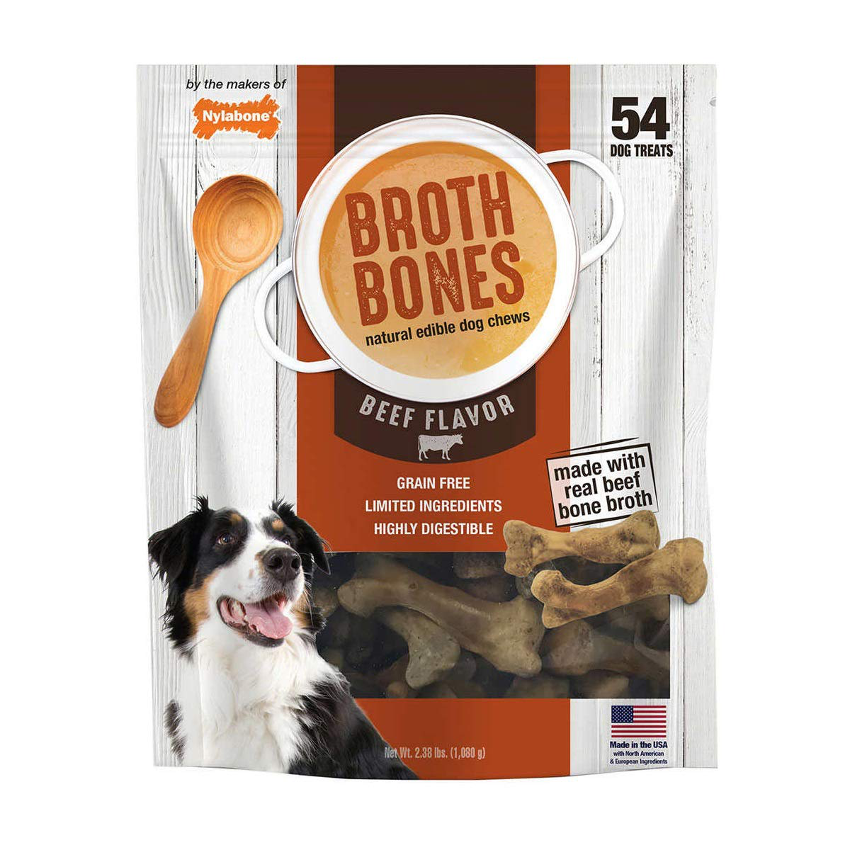Nylabone Beef Broth Bones Dog Treats (Net 54Count), 2.38 Lb Animals & Pet Supplies > Pet Supplies > Dog Supplies > Dog Treats Nylabone   