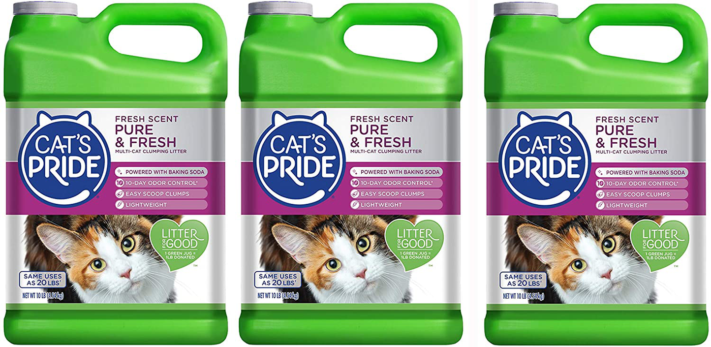 Cat'S Pride Fresh Scent Pure & Fresh Multi-Cat Clumping Litter, 10-Pound Jug, Pack of 3 (C47510-C40) Animals & Pet Supplies > Pet Supplies > Cat Supplies > Cat Litter Cat's Pride   