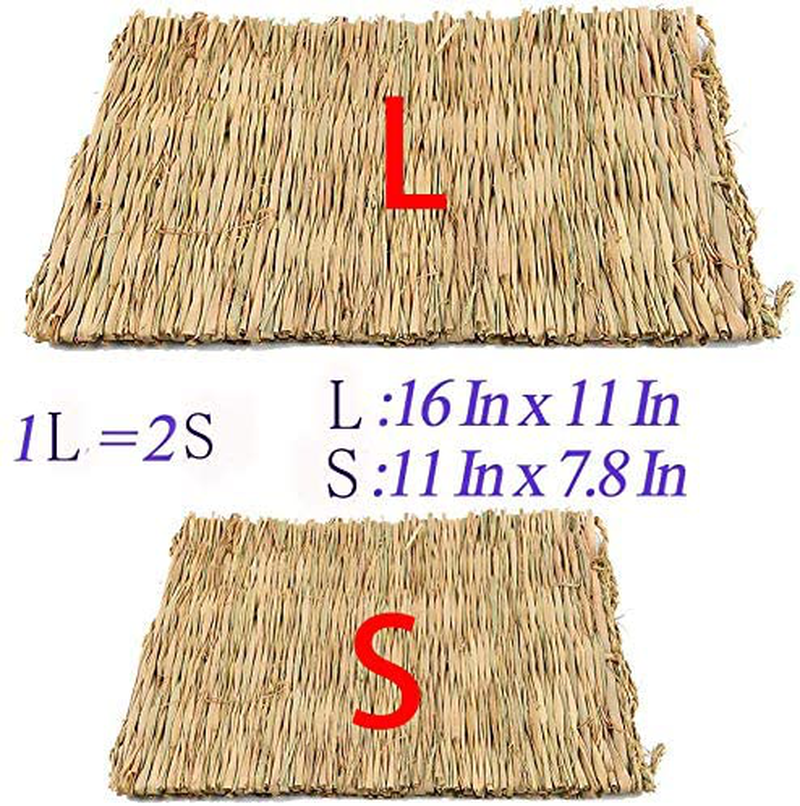 Hamiledyi Grass Mat Woven Bed Mat for Small Animal Large Bunny Bedding Nest Chew Toy Bed Play Toy for Guinea Pig Parrot Rabbit Bunny Hamster Rat