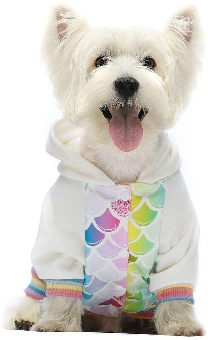 Fitwarm Mermaid Dog Hoodies Clothes Hooded Coat Pet Sweatshirts Cat Jackets Animals & Pet Supplies > Pet Supplies > Dog Supplies > Dog Apparel Fitwarm White XL 