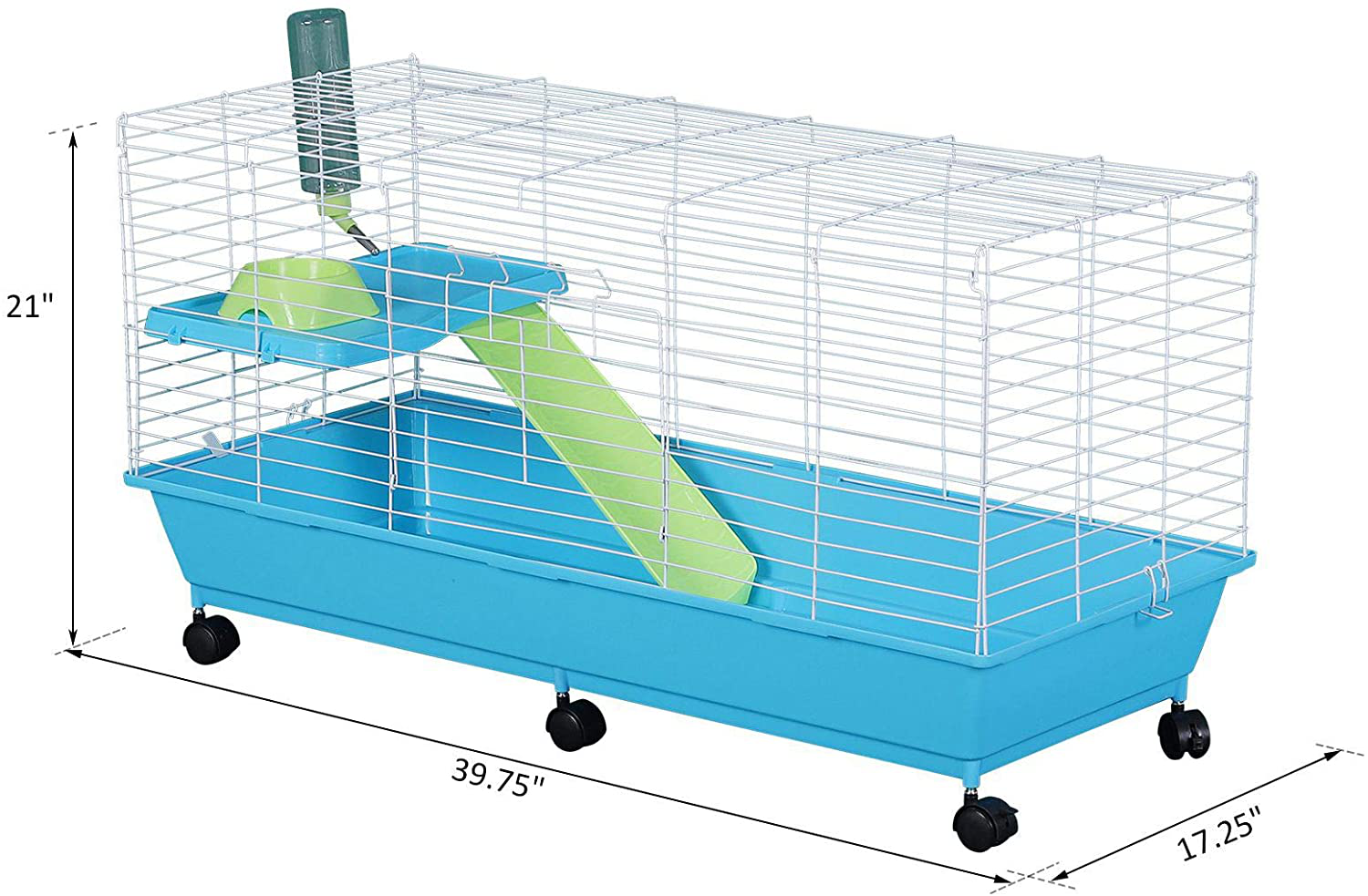 Pawhut 40” Steel Plastic Small Animal Pet Cage Kit with Wheels - Blue and White Animals & Pet Supplies > Pet Supplies > Small Animal Supplies > Small Animal Habitats & Cages PawHut   