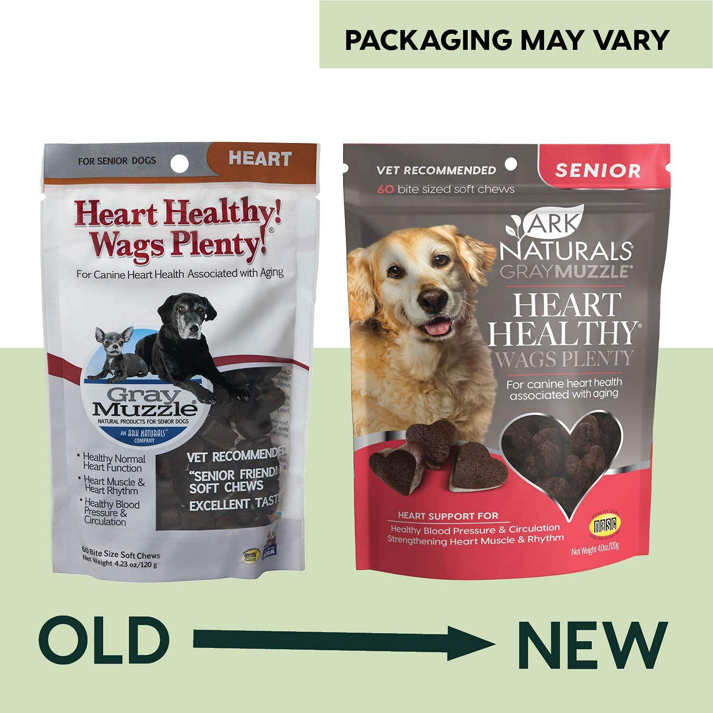 Ark Naturals Gray Muzzle Heart Healthy Wags Plenty Dog Chews, Vet Recommended for Senior Dogs to Support Heart Muscle, Blood Pressure and Circulation, Natural Ingredients, 60 Count Animals & Pet Supplies > Pet Supplies > Small Animal Supplies > Small Animal Treats Ark Naturals   