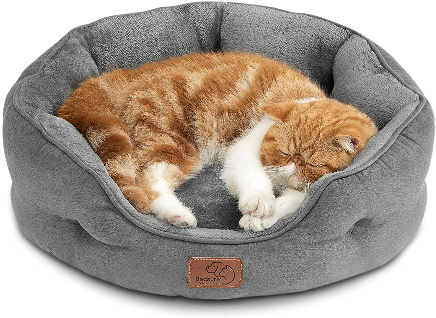 Bedsure Small Dog Bed for Small Dogs Washable - round Cat Beds for Indoor Cats, round Pet Bed for Puppy and Kitten with Slip-Resistant Bottom, 20 Inches Animals & Pet Supplies > Pet Supplies > Cat Supplies > Cat Beds Bedsure Grey 20x19x6 Inch (Pack of 1) 