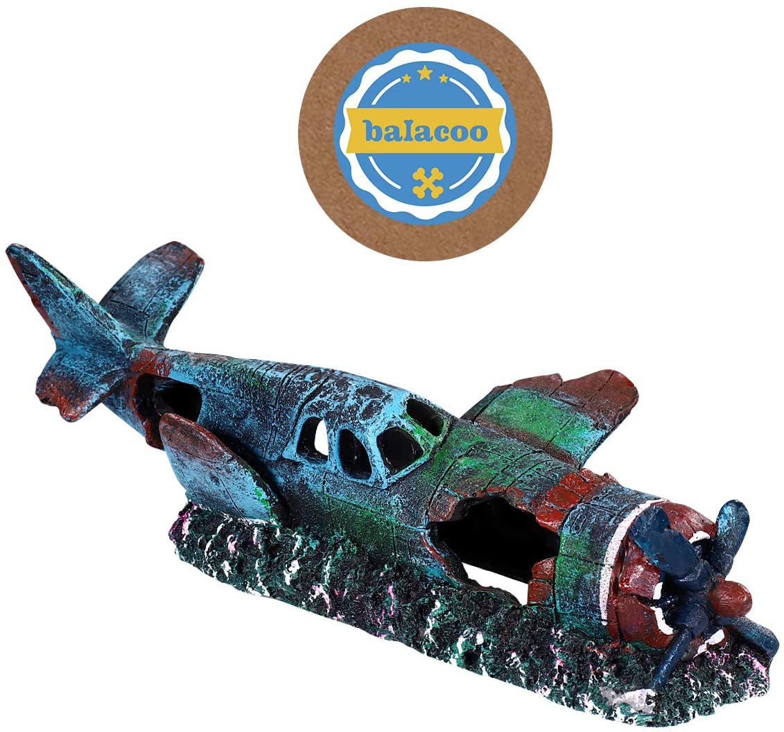 Balacoo Resin Fish Tank Ornament Fighter Plane Aquarium Decoration Cave Hideout Habitat Military Wreck Military Thunderbolt for Fish Tank Aquarium S Animals & Pet Supplies > Pet Supplies > Fish Supplies > Aquarium Decor balacoo   