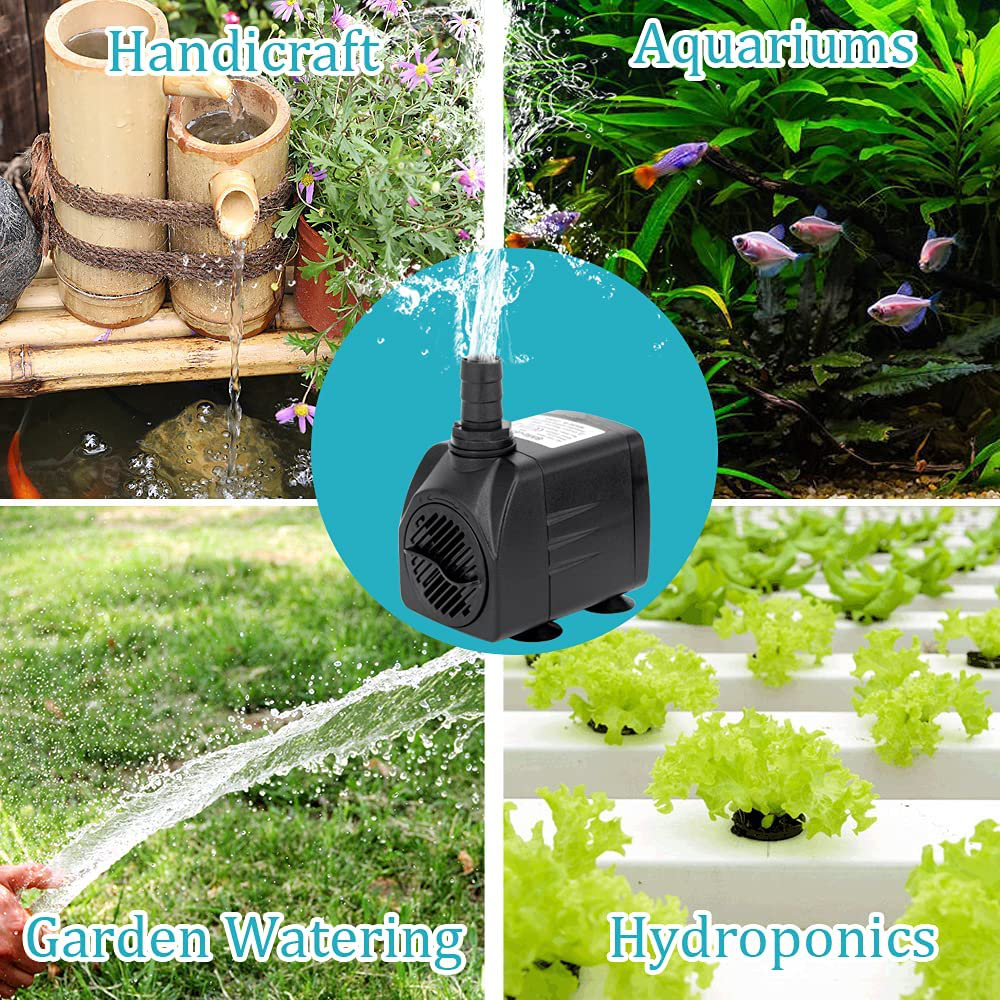 ALLYLANG 450GPH Submersible Pump 25W Ultra Quiet Fountain Water Pump, 2000L/H, with 6.5Ft High Lift, 3 Nozzles, 4.9 Feet Tubing for Aquarium, Fish Tank, Pond, Hydroponics, Statuary (450GPH) Animals & Pet Supplies > Pet Supplies > Fish Supplies > Aquarium & Pond Tubing ALLYLANG   