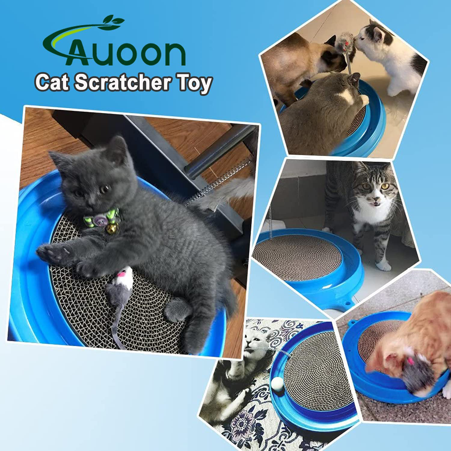 AUOON Cat Scratcher Toy, Cat Toy, Scratch Pad,Scratching Toy,Post Pad Interactive Training Exercise Mouse Play Toy with Ball Animals & Pet Supplies > Pet Supplies > Cat Supplies > Cat Toys AUOON   