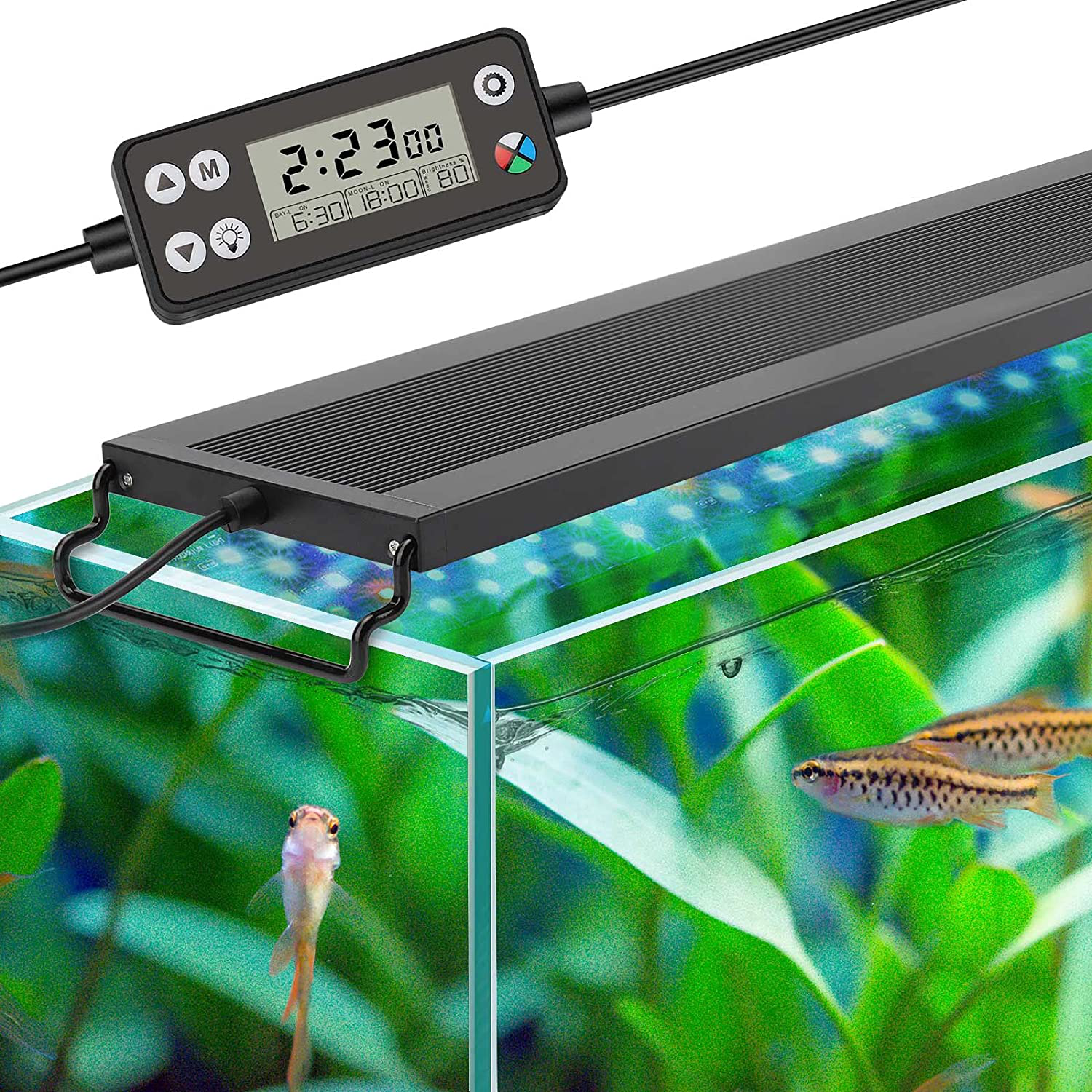 Hygger Auto on off LED Aquarium Light, Full Spectrum Fish Tank Light with LCD Monitor, 24/7 Lighting Cycle, 7 Colors, Adjustable Timer, IP68 Waterproof, 3 Modes for 12"-18" Freshwater Planted Tank Animals & Pet Supplies > Pet Supplies > Fish Supplies > Aquarium Lighting hygger 36W (for 36-42 inch tank)  