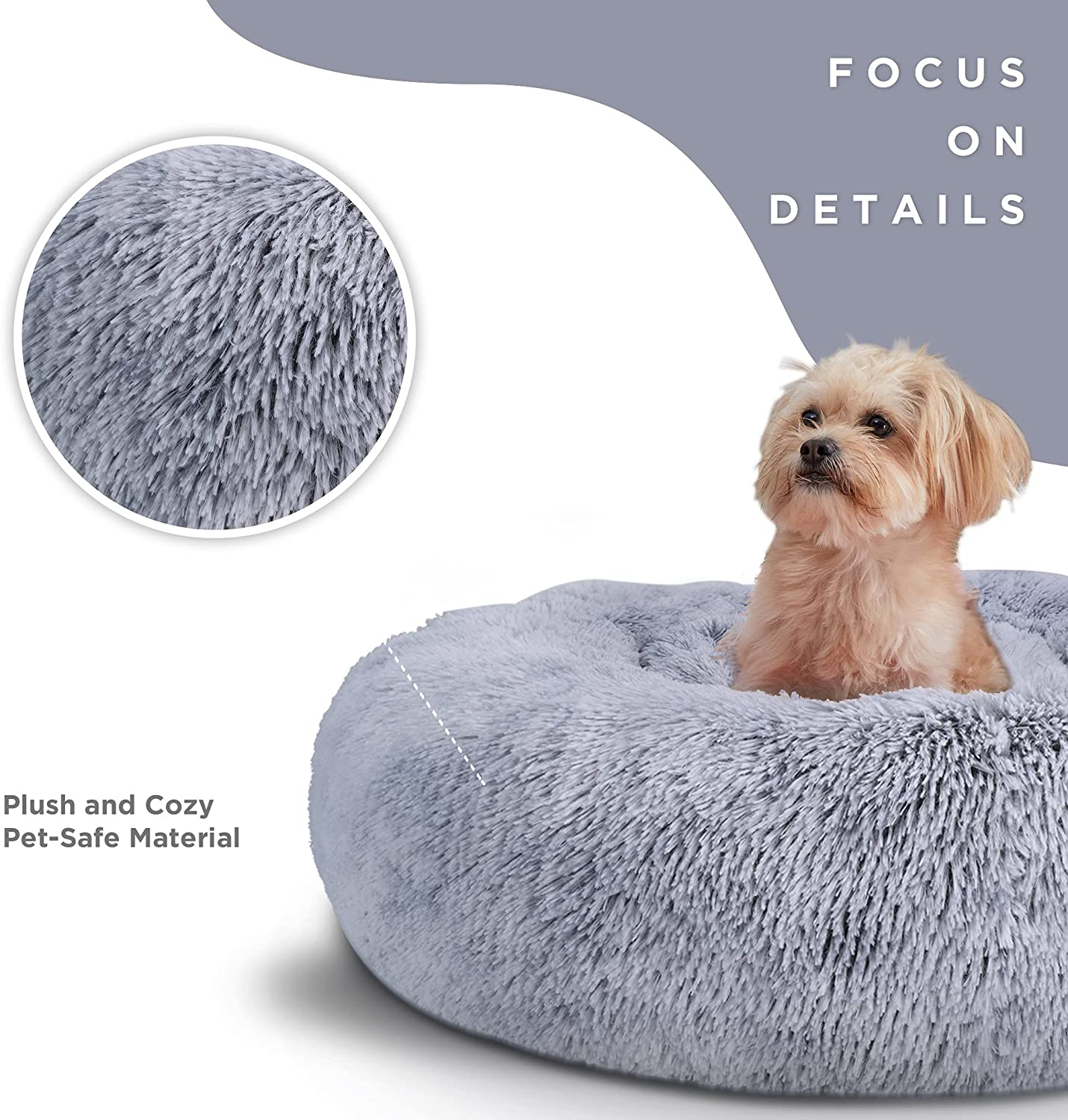 WAYIMPRESS Calming Dog Bed for Small Dog&Cat ,Comfy Self Warming round Dog Bed with Fluffy Faux Fur for anti Anxiety and Cozy