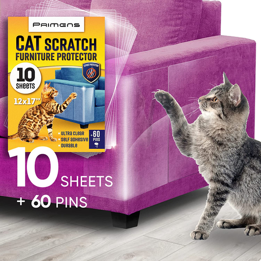 Heavy Duty Cat Scratch Deterrent Furniture Protectors for Sofa, Doors, Clear Couch Protectors from Cats Scratching, anti Cat Scratch Tape Guards, Cat Couch Corner Protectors, Pet No Scratch Protectors Animals & Pet Supplies > Pet Supplies > Cat Supplies > Cat Furniture Primens   
