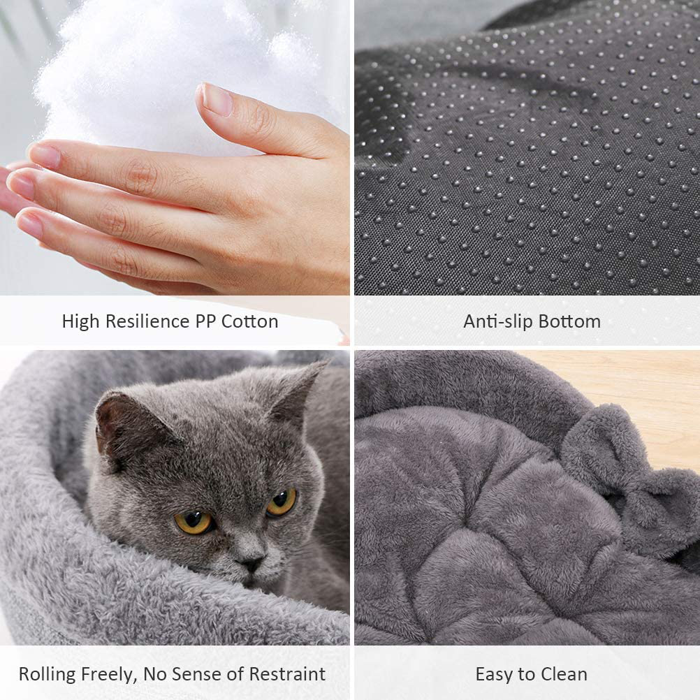 Cat Bed - Heart Pet Bed for Cats or Small Dogs, Ultra Soft Short Plush, Anti-Slip Bottom, Washable High Resilience PP Cotton, Comfortable Self Warming Autumn Winter Indoor Sleeping Cozy Kitty Teddy