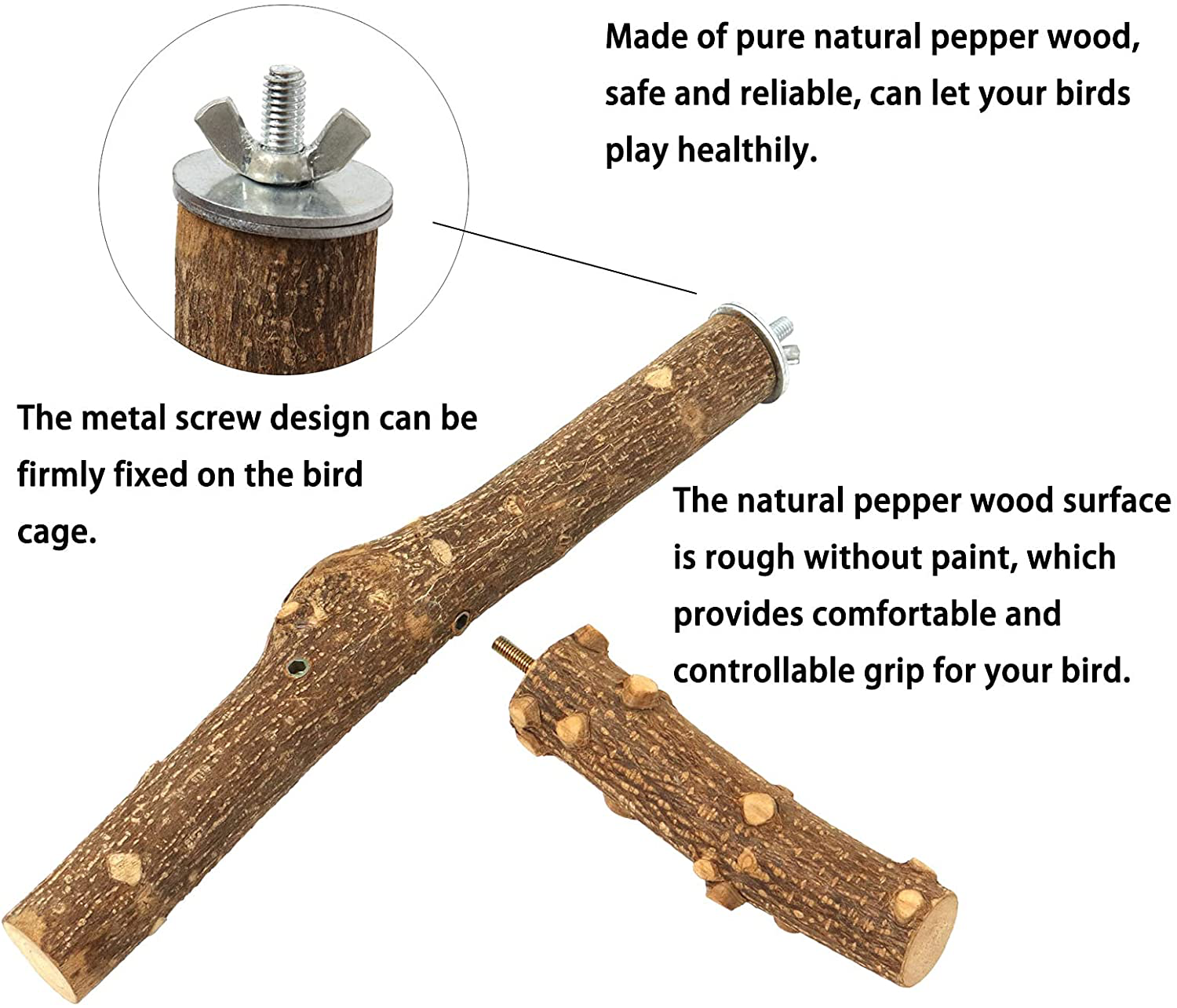 Anjmd Natural Wood Bird Perch Stand Bird Perch Stand Toy Hanging Multi Branch Perch Bird Cage Branch Perch Accessories for 3-4Pcs Small Medium Parrots,Parakeets Cockatiels,Conures,Macaws,Love Birds Animals & Pet Supplies > Pet Supplies > Bird Supplies > Bird Cage Accessories Anjmd   