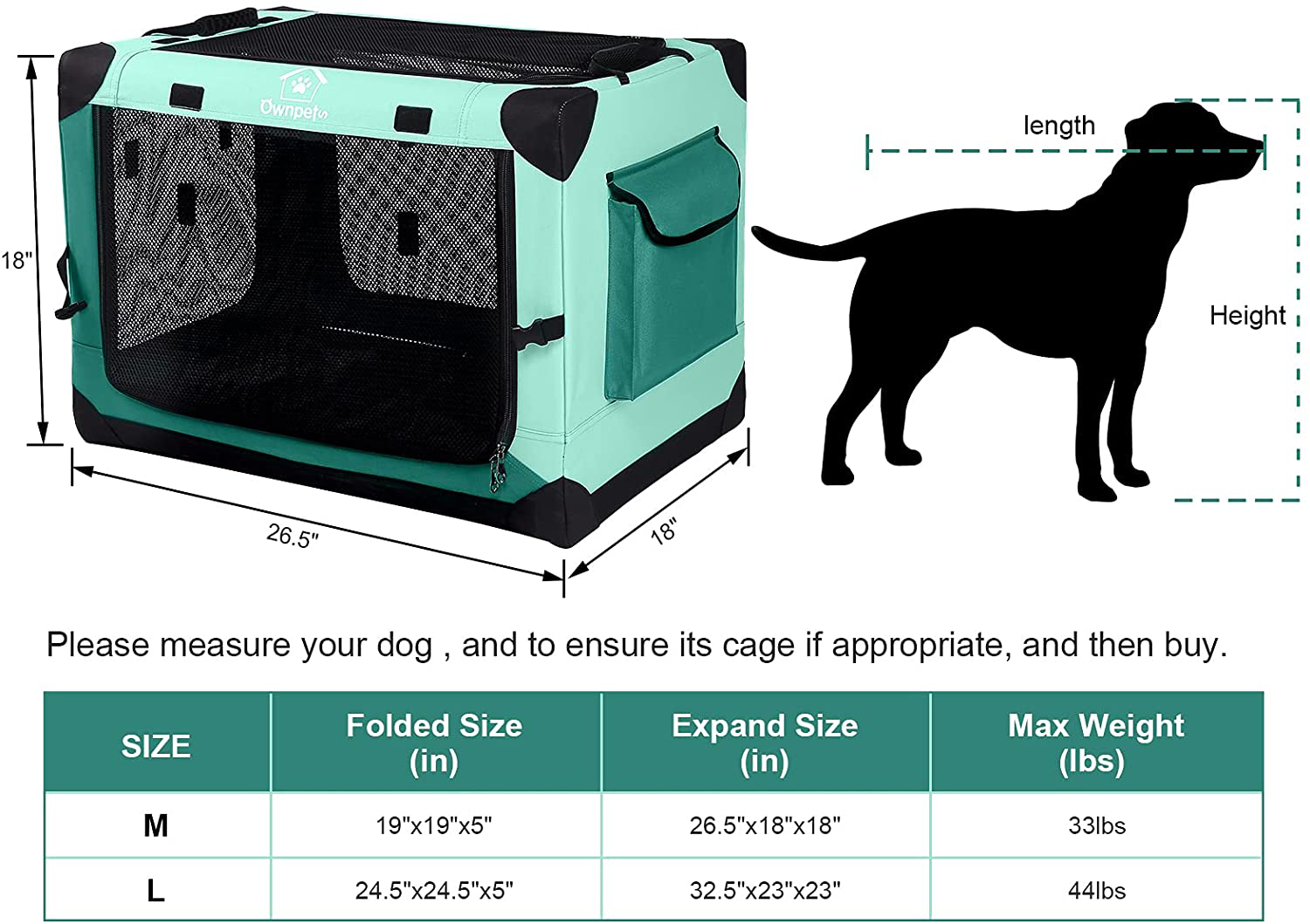 Ownpets 4 Door Dog Soft Crate Folding Portable Soft-Sided Crate with Strong Steel Frame and Mesh Mat for Indoor & Outdoor Travel Dog Crate