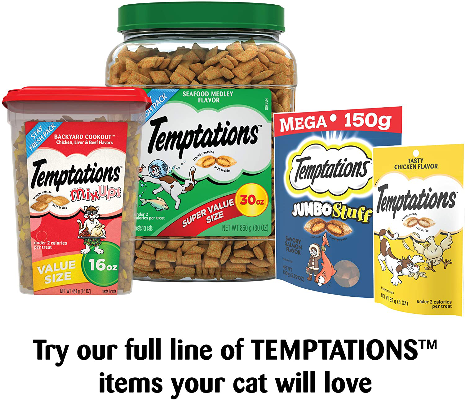 Temptations Jumbo Stuff Crunchy and Soft Cat Treats, 14 Oz. Animals & Pet Supplies > Pet Supplies > Cat Supplies > Cat Treats Temptations   