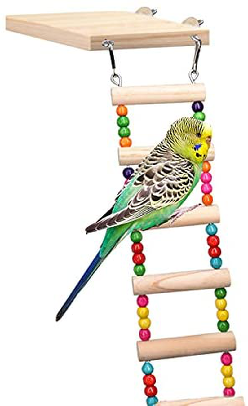 Bird Ladder Toys, Wood Parrot Bird Perch Stand Platform with 8 Ladders Swing Bridge for Pet Training Playing, Flexible Birds Cage Accessories Decoration for Cockatiel Parakeet Animals & Pet Supplies > Pet Supplies > Bird Supplies > Bird Cage Accessories BOBEastal   