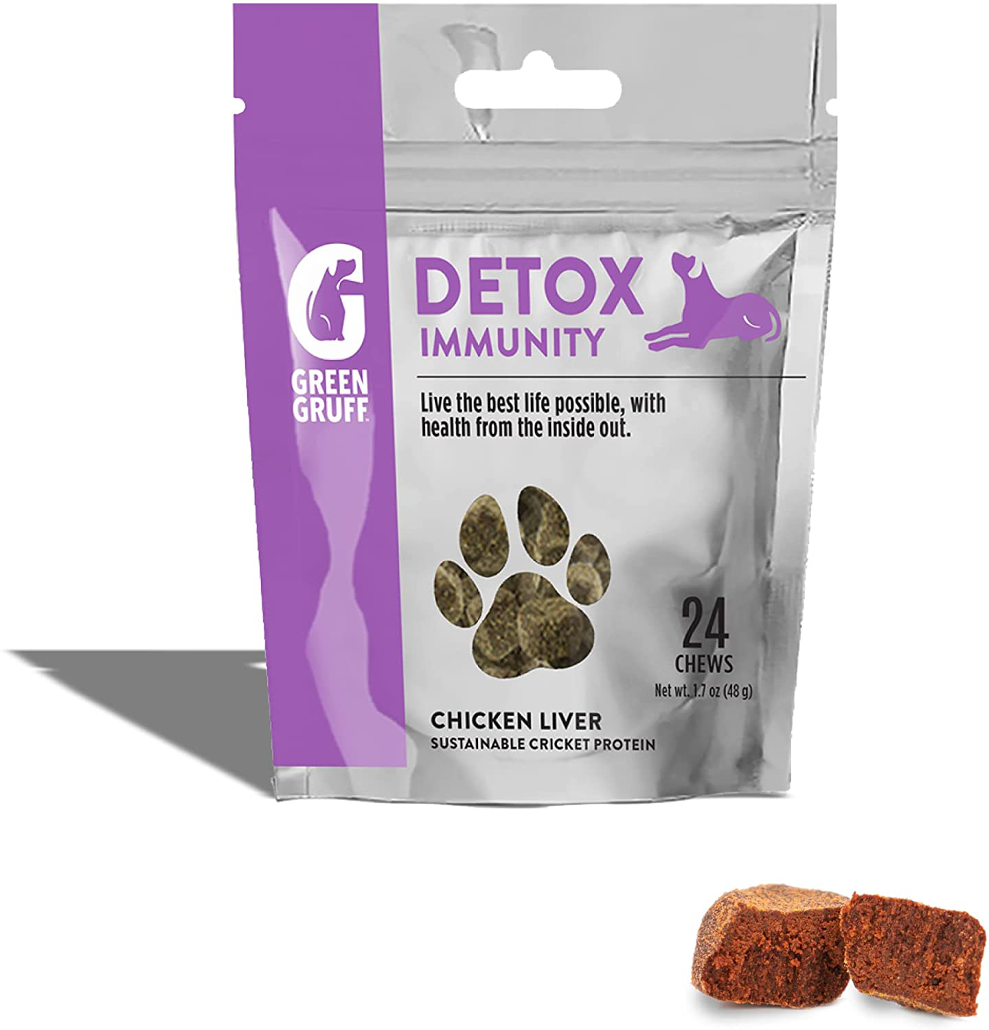 Green Gruff Supplemental Chews for Dogs - Organic Dog Calming, Easing, Soothing, or Detox Supplements - Veterinarian Approved - Dog Care Supplement & Treat - 24 Chews Animals & Pet Supplies > Pet Supplies > Small Animal Supplies > Small Animal Treats Green Gruff Immunity 24 Count (Pack of 1) 