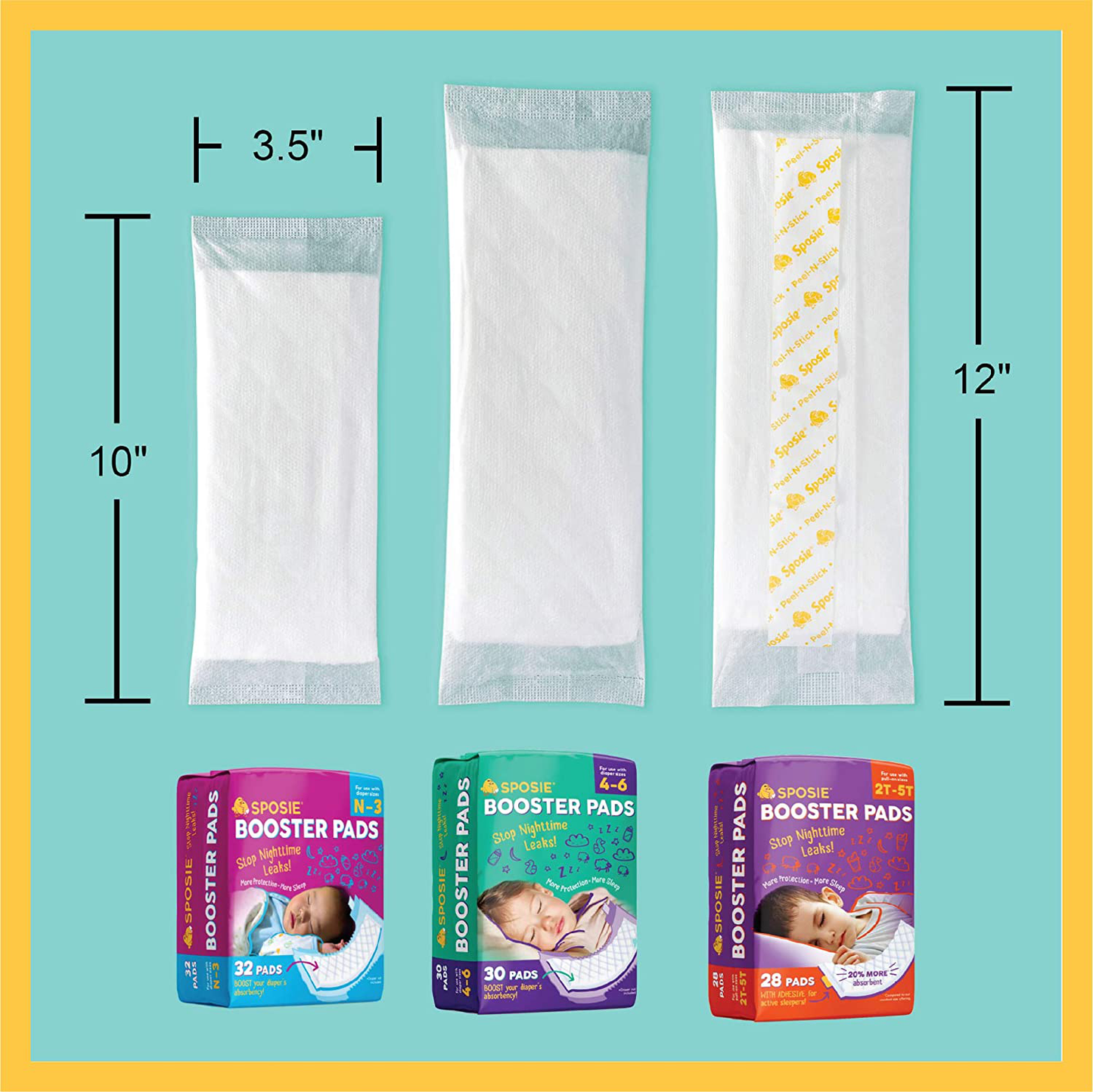 Sposie Overnight Baby Diaper Booster Pads/ Doublers for Newborns to Size 3 Diapers| 32 Insert-Pads| No Adhesive, Easy Repositioning, Disposable, Nighttime Protection for Infant Boys & Girls Animals & Pet Supplies > Pet Supplies > Dog Supplies > Dog Diaper Pads & Liners Select Kids   