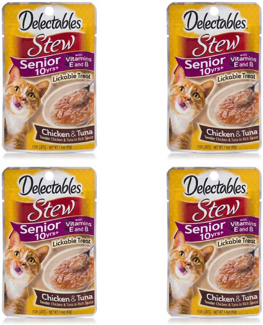 Hartz 11055 1.4 Oz Senior Stew Chicken & Tuna Delectables Lickable Treats for Cats Pack of 4 Animals & Pet Supplies > Pet Supplies > Cat Supplies > Cat Treats Hartz   