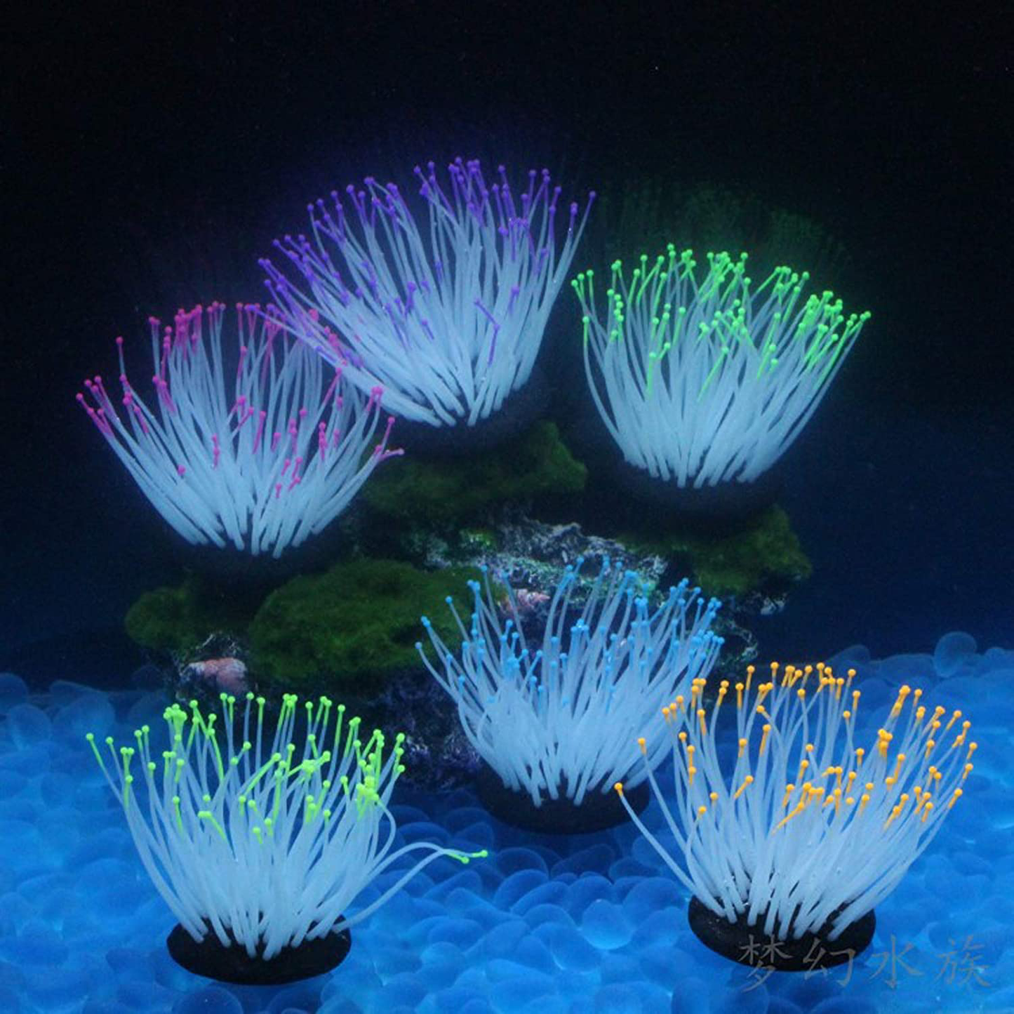 Besimple Artificial Luminous Sea Anemone, Simulation Silicone Coral Plants Ornament Glowing Sea Anemone with Suction Cup for Aquarium Fish Tank Decoration Animals & Pet Supplies > Pet Supplies > Fish Supplies > Aquarium Decor Besimple   