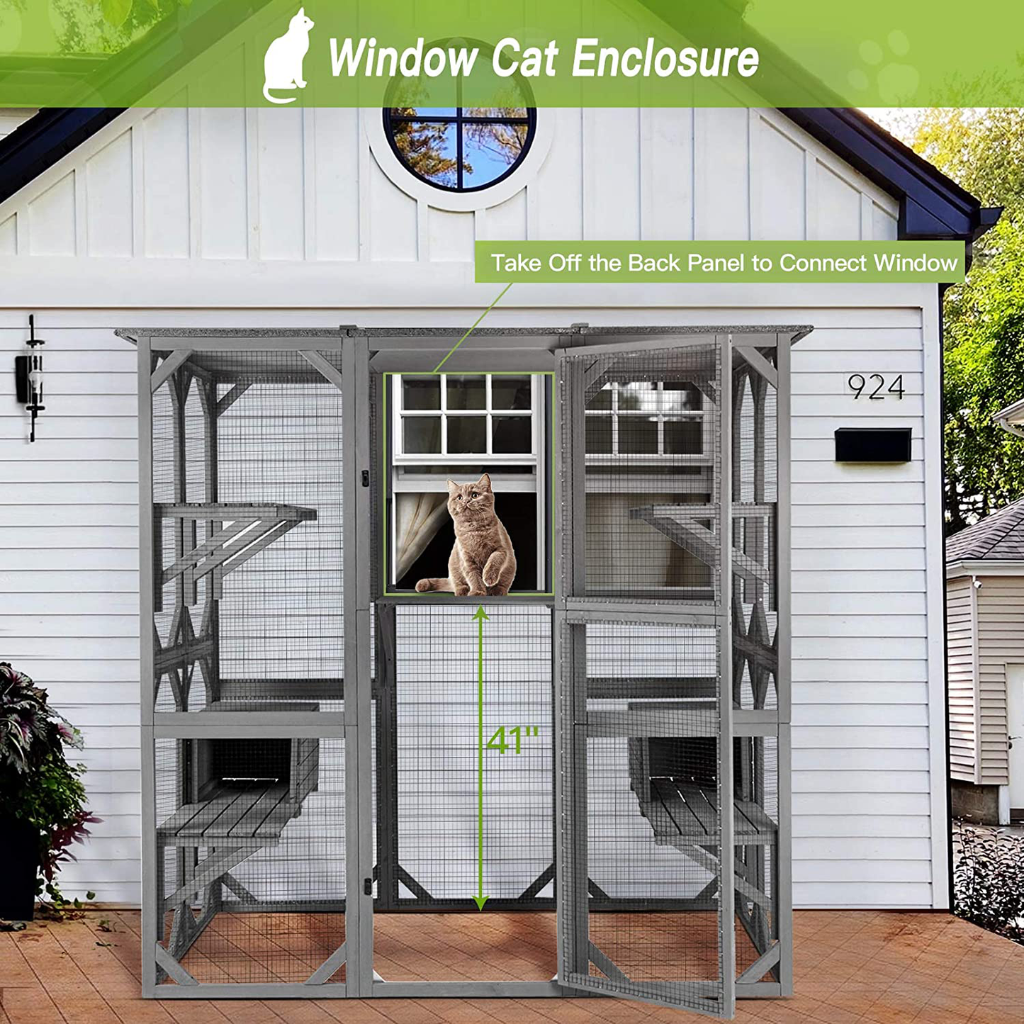 Aivituvin Cat House Outdoor Catio Kitty Enclosure with Super Large Enter Door, Wooden Cat Cage Condo Indoor Playpen with Platforms & Small House-71 Inch Animals & Pet Supplies > Pet Supplies > Cat Supplies > Cat Furniture Aivituvin   